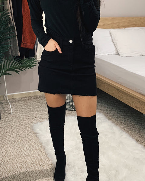 Hazel - Black Denim Skirt