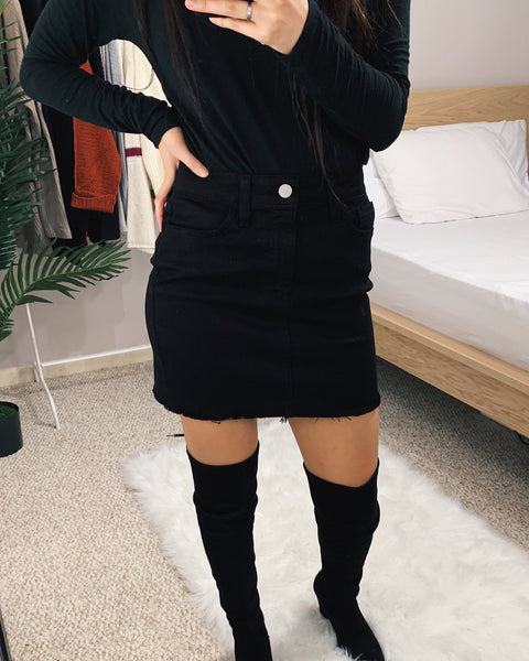 Hazel - Black Denim Skirt