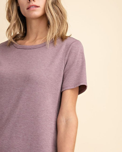 Plum French Terry T-shirt Dress