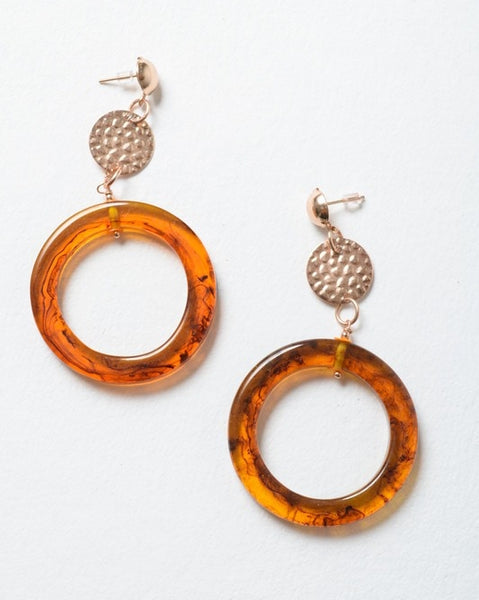 Amber Hoop Drop Earrings