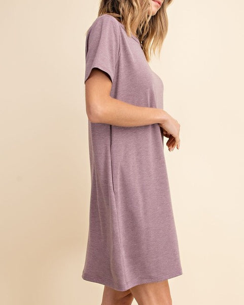 Plum French Terry T-shirt Dress