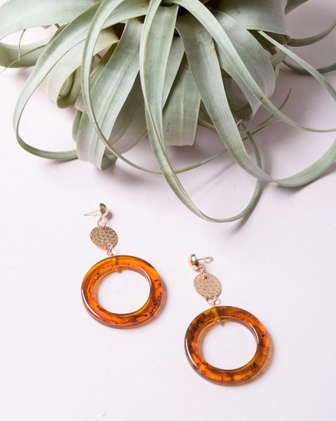 Amber Hoop Drop Earrings