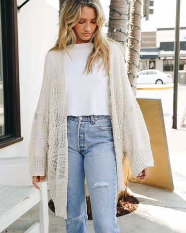 Cream Netted Cardigan