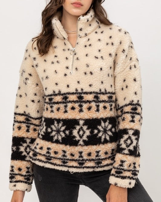 Simone Beige Sherpa Pullover