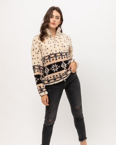 Simone Beige Sherpa Pullover