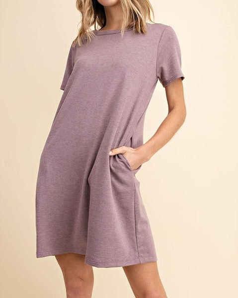Plum French Terry T-shirt Dress