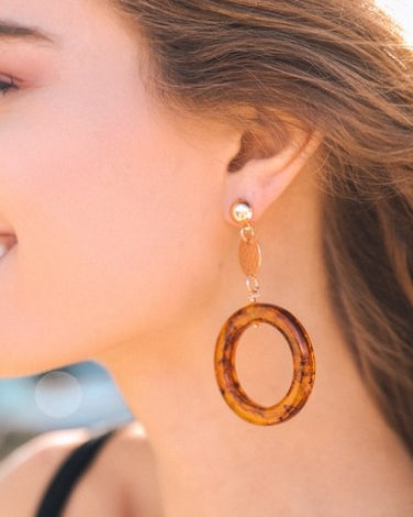 Amber Hoop Drop Earrings