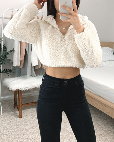 Cropped Sherpa Pullover