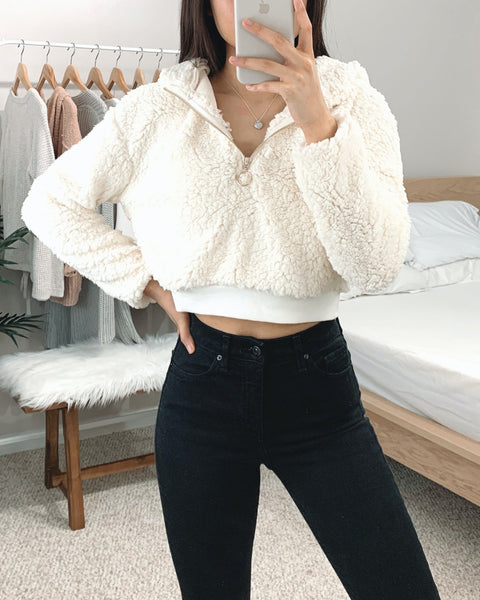 Cropped Sherpa Pullover