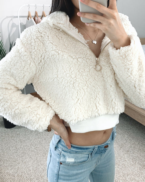 Cropped Sherpa Pullover