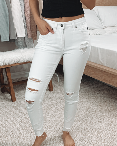 Troy - White Slit Denim